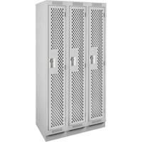 Clean Line Lockers, Bank of 3, 36" x 15" x 76", Steel, Grey, Rivet (Assembled), Perforated MAS Chibougamau