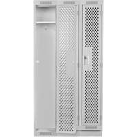 Clean Line Lockers, Bank of 3, 36" x 15" x 76", Steel, Grey, Rivet (Assembled), Perforated MAS Chibougamau