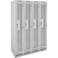 Clean Line Lockers, Bank of 4, 48" x 15" x 76", Steel, Grey, Rivet (Assembled), Perforated MAS Chibougamau