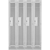 Clean Line Lockers, Bank of 4, 48" x 15" x 76", Steel, Grey, Rivet (Assembled), Perforated MAS Chibougamau