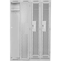 Clean Line Lockers, Bank of 4, 48" x 15" x 76", Steel, Grey, Rivet (Assembled), Perforated MAS Chibougamau