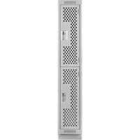 Clean Line Lockers, 2 -tier, 12" x 18" x 76", Steel, Grey, Rivet (Assembled), Perforated MAS Chibougamau