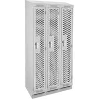 Clean Line Lockers, Bank of 3, 36" x 18" x 82", Steel, Grey, Rivet (Assembled), Perforated MAS Chibougamau