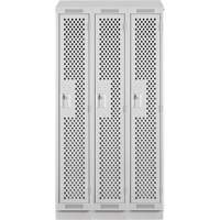 Clean Line Lockers, Bank of 3, 36" x 18" x 82", Steel, Grey, Rivet (Assembled), Perforated MAS Chibougamau