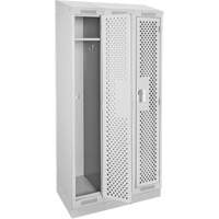 Clean Line Lockers, Bank of 3, 36" x 18" x 82", Steel, Grey, Rivet (Assembled), Perforated MAS Chibougamau