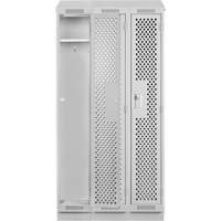 Clean Line Lockers, Bank of 3, 36" x 18" x 82", Steel, Grey, Rivet (Assembled), Perforated MAS Chibougamau