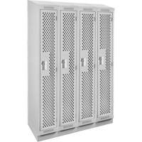 Clean Line Lockers, Bank of 4, 48" x 18" x 82", Steel, Grey, Rivet (Assembled), Perforated MAS Chibougamau