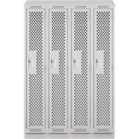 Clean Line Lockers, Bank of 4, 48" x 18" x 82", Steel, Grey, Rivet (Assembled), Perforated MAS Chibougamau