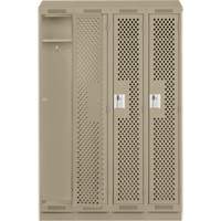 Clean Line Lockers, Bank of 4, 48" x 18" x 82", Steel, Grey, Rivet (Assembled), Perforated MAS Chibougamau