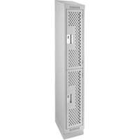 Clean Line Lockers, 2 -tier, 12" x 12" x 82", Steel, Grey, Rivet (Assembled), Perforated MAS Chibougamau