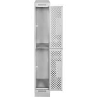 Clean Line Lockers, 2 -tier, 12" x 12" x 82", Steel, Grey, Rivet (Assembled), Perforated MAS Chibougamau