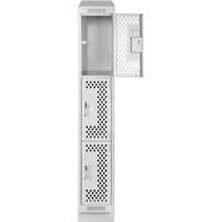 Clean Line Lockers, 3 -tier, 12" x 18" x 82", Steel, Grey, Rivet (Assembled), Perforated MAS Chibougamau