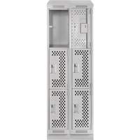 Clean Line Lockers, 3 -tier, Bank of 2, 24" x 18" x 82", Steel, Grey, Rivet (Assembled), Perforated MAS Chibougamau