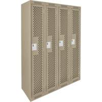 Clean Line Lockers, Bank of 4, 48" x 15" x 72", Steel, Beige, Rivet (Assembled), Perforated MAS Chibougamau