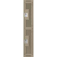 Clean Line Lockers, 2 -tier, 12" x 15" x 72", Steel, Beige, Rivet (Assembled), Perforated MAS Chibougamau