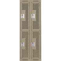 Clean Line Lockers, 2 -tier, Bank of 2, 24" x 15" x 72", Steel, Beige, Rivet (Assembled), Perforated MAS Chibougamau