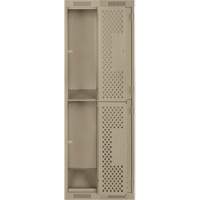 Clean Line Lockers, 2 -tier, Bank of 2, 24" x 15" x 72", Steel, Beige, Rivet (Assembled), Perforated MAS Chibougamau