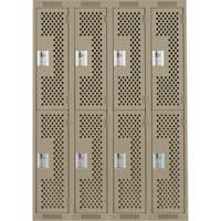 Clean Line Lockers, 2 -tier, Bank of 4, 48" x 15" x 72", Steel, Beige, Rivet (Assembled), Perforated MAS Chibougamau
