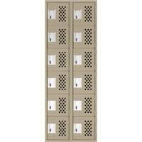 Assembled Lockerettes Clean Line Perforated Economy Lockers, 6 -tier, Bank of 2, 18" x 72" x 12", Steel MAS Chibougamau