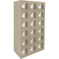 Assembled Lockerettes Clean Line Perforated Economy Lockers, 6 -tier, Bank of 3, 18" x 72" x 12", Steel MAS Chibougamau