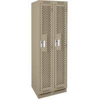 Clean Line Lockers, Bank of 2, 24" x 15" x 76", Steel, Beige, Rivet (Assembled), Perforated MAS Chibougamau