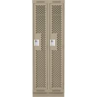 Clean Line Lockers, Bank of 2, 24" x 15" x 76", Steel, Beige, Rivet (Assembled), Perforated MAS Chibougamau