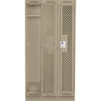 Clean Line Lockers, Bank of 3, 36" x 15" x 76", Steel, Beige, Rivet (Assembled), Perforated MAS Chibougamau