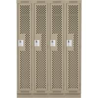 Clean Line Lockers, Bank of 4, 48" x 15" x 76", Steel, Beige, Rivet (Assembled), Perforated MAS Chibougamau