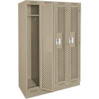 Clean Line Lockers, Bank of 4, 48" x 15" x 76", Steel, Beige, Rivet (Assembled), Perforated MAS Chibougamau