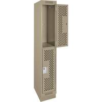 Casiers Clean Line, 2 niveaux, 12" x 15" x 76", Acier, Beige, Rivet (assembl&eacute;), Perfor&eacute; MAS Chibougamau