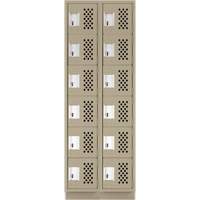 Assembled Lockerettes Clean Line Perforated Economy Lockers, 6 -tier, Bank of 2, 18" x 72" x 12", Steel MAS Chibougamau