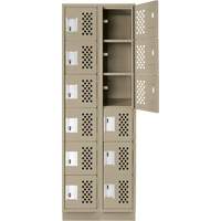 Assembled Lockerettes Clean Line Perforated Economy Lockers, 6 -tier, Bank of 2, 18" x 72" x 12", Steel MAS Chibougamau