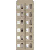 Assembled Lockerettes Clean Line Perforated Economy Lockers, 6 -tier, Bank of 2, 18" x 72" x 12", Steel MAS Chibougamau