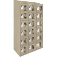 Assembled Lockerettes Clean Line Perforated Economy Lockers, 6 -tier, Bank of 3, 18" x 72" x 12", Steel MAS Chibougamau