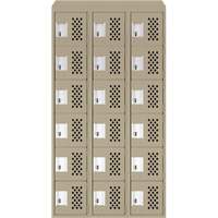 Assembled Lockerettes Clean Line Perforated Economy Lockers, 6 -tier, Bank of 3, 18" x 72" x 12", Steel MAS Chibougamau