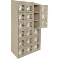 Assembled Lockerettes Clean Line Perforated Economy Lockers, 6 -tier, Bank of 3, 18" x 72" x 12", Steel MAS Chibougamau