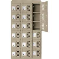 Assembled Lockerettes Clean Line Perforated Economy Lockers, 6 -tier, Bank of 3, 18" x 72" x 12", Steel MAS Chibougamau