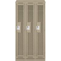 Clean Line Lockers, Bank of 3, 36" x 18" x 82", Steel, Beige, Rivet (Assembled), Perforated MAS Chibougamau