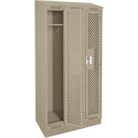 Clean Line Lockers, Bank of 3, 36" x 18" x 82", Steel, Beige, Rivet (Assembled), Perforated MAS Chibougamau