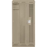 Clean Line Lockers, Bank of 3, 36" x 18" x 82", Steel, Beige, Rivet (Assembled), Perforated MAS Chibougamau