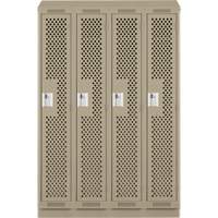 Clean Line Lockers, Bank of 4, 48" x 18" x 82", Steel, Beige, Rivet (Assembled), Perforated MAS Chibougamau
