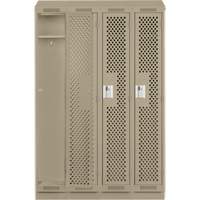 Clean Line Lockers, Bank of 4, 48" x 18" x 82", Steel, Beige, Rivet (Assembled), Perforated MAS Chibougamau
