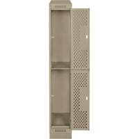 Clean Line Lockers, 2 -tier, 12" x 15" x 82", Steel, Beige, Rivet (Assembled), Perforated MAS Chibougamau