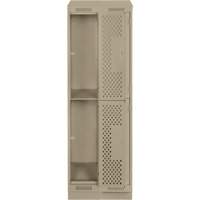 Clean Line Lockers, 2 -tier, Bank of 2, 24" x 15" x 82", Steel, Beige, Rivet (Assembled), Perforated MAS Chibougamau