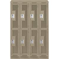 Clean Line Lockers, 2 -tier, Bank of 4, 48" x 12" x 82", Steel, Beige, Rivet (Assembled), Perforated MAS Chibougamau