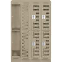 Clean Line Lockers, 2 -tier, Bank of 4, 48" x 12" x 82", Steel, Beige, Rivet (Assembled), Perforated MAS Chibougamau