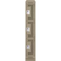 Clean Line Lockers, 3 -tier, 12" x 18" x 82", Steel, Beige, Rivet (Assembled), Perforated MAS Chibougamau
