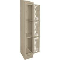 Clean Line Lockers, 3 -tier, 12" x 18" x 82", Steel, Beige, Rivet (Assembled), Perforated MAS Chibougamau