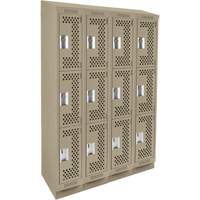 Clean Line Lockers, 3 -tier, Bank of 4, 48" x 18" x 82", Steel, Beige, Rivet (Assembled), Perforated MAS Chibougamau