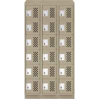 Clean-Line Perforated Lockerette, 6 -tier, Bank of 3, 15" x 72" x 12", Steel MAS Chibougamau